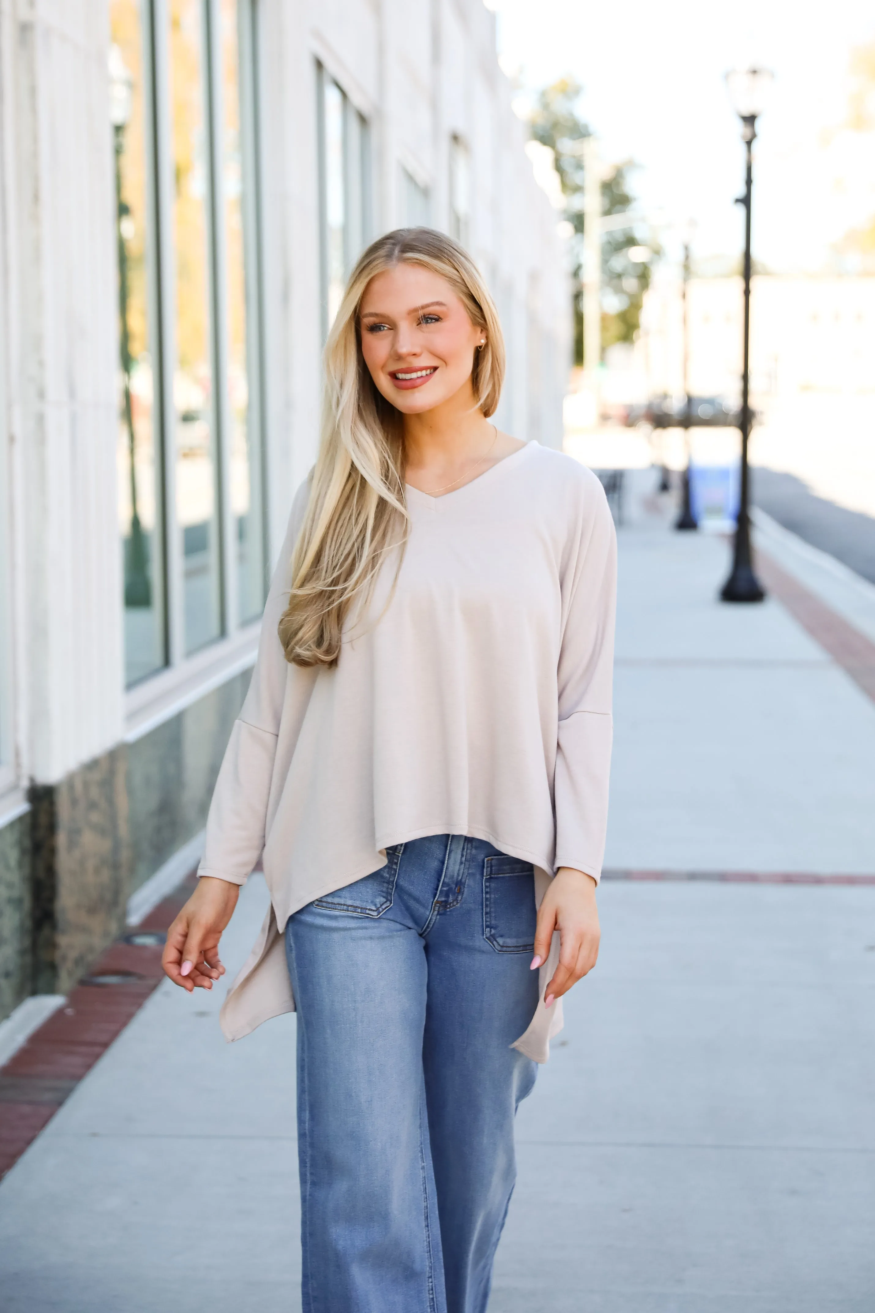 FINAL SALE - Real Relaxation Taupe Oversized Top - DOORBUSTER
