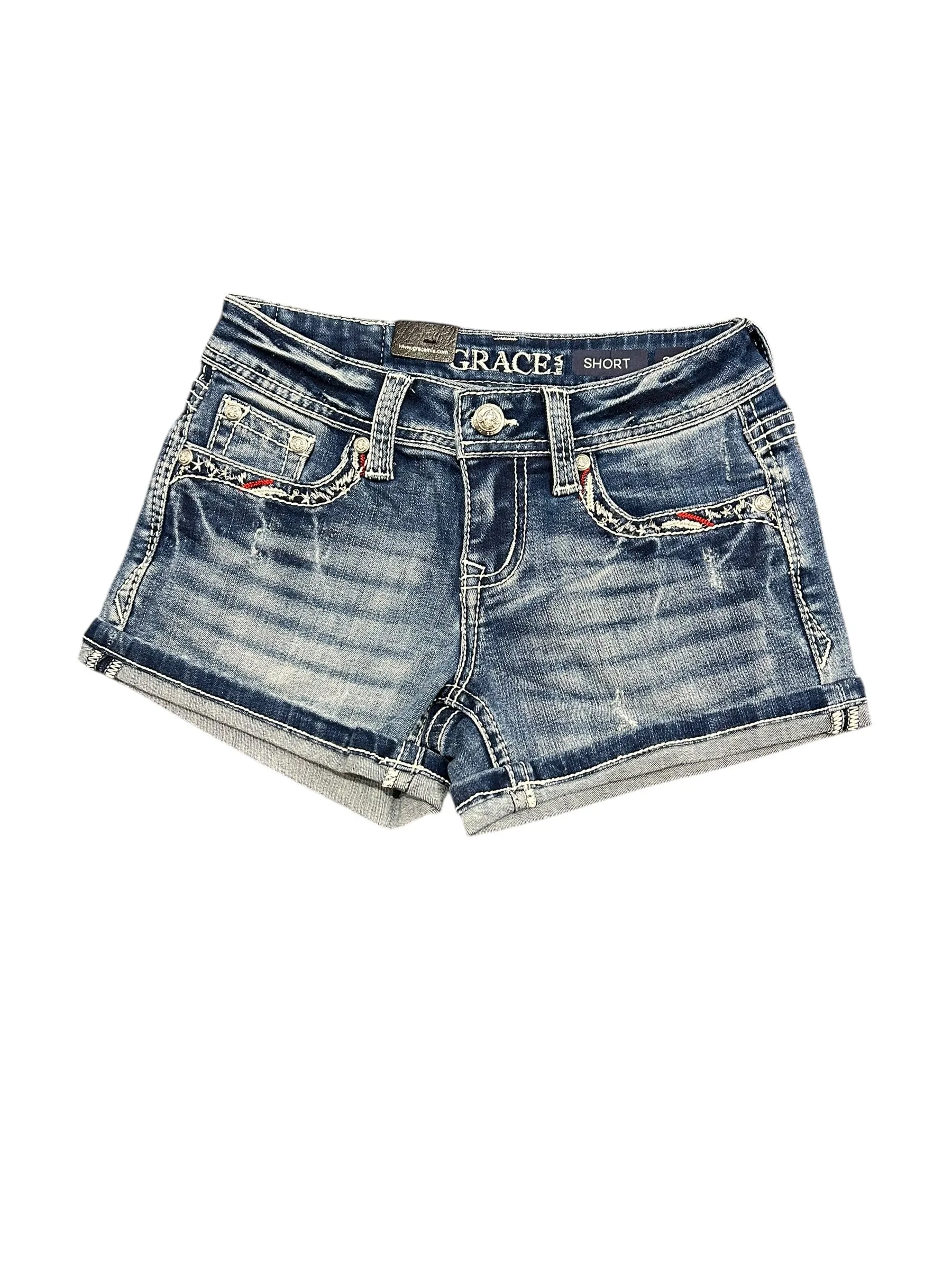 Grace Jeans Horseshoe Detail Pockets Low Rise Jean Short JHW51782