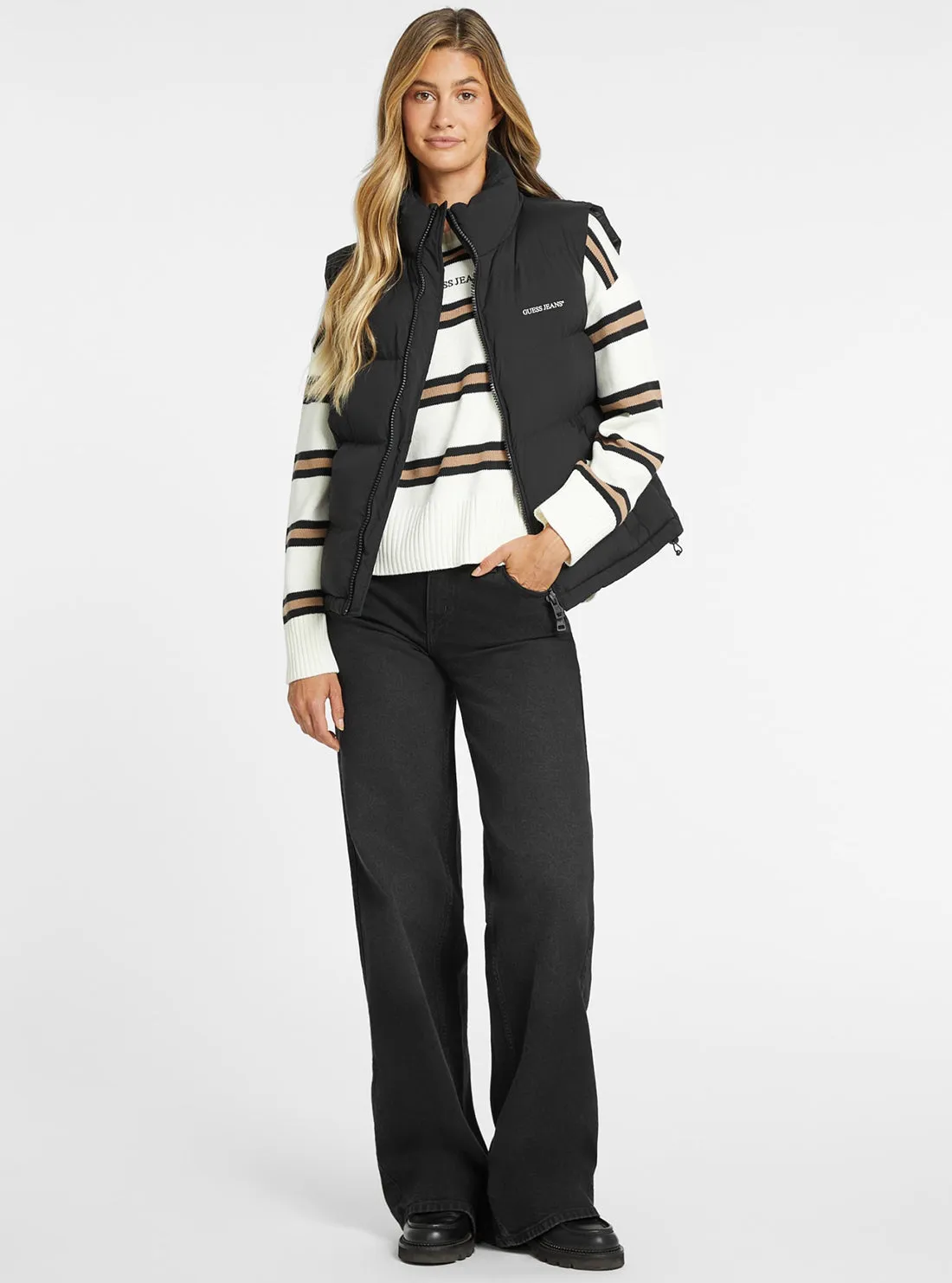 Guess Jeans Black Puffer Vest