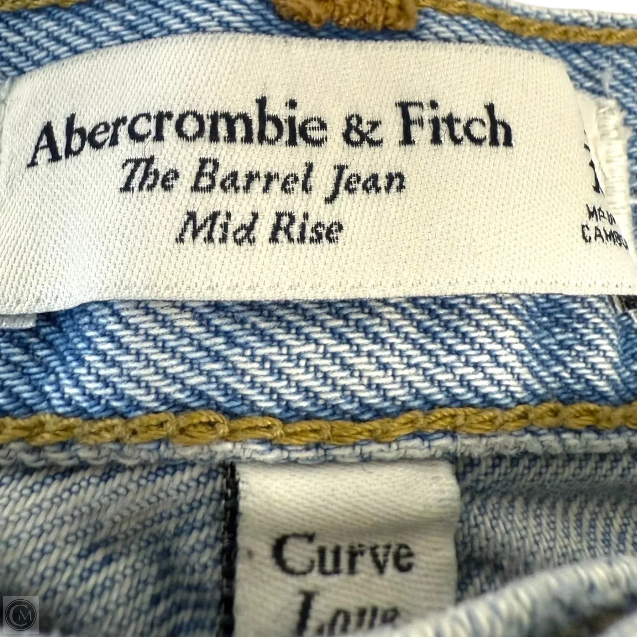 Jeans mid rise barrel Leg By Abercrombie And Fitch In Blue Denim, Size: 14