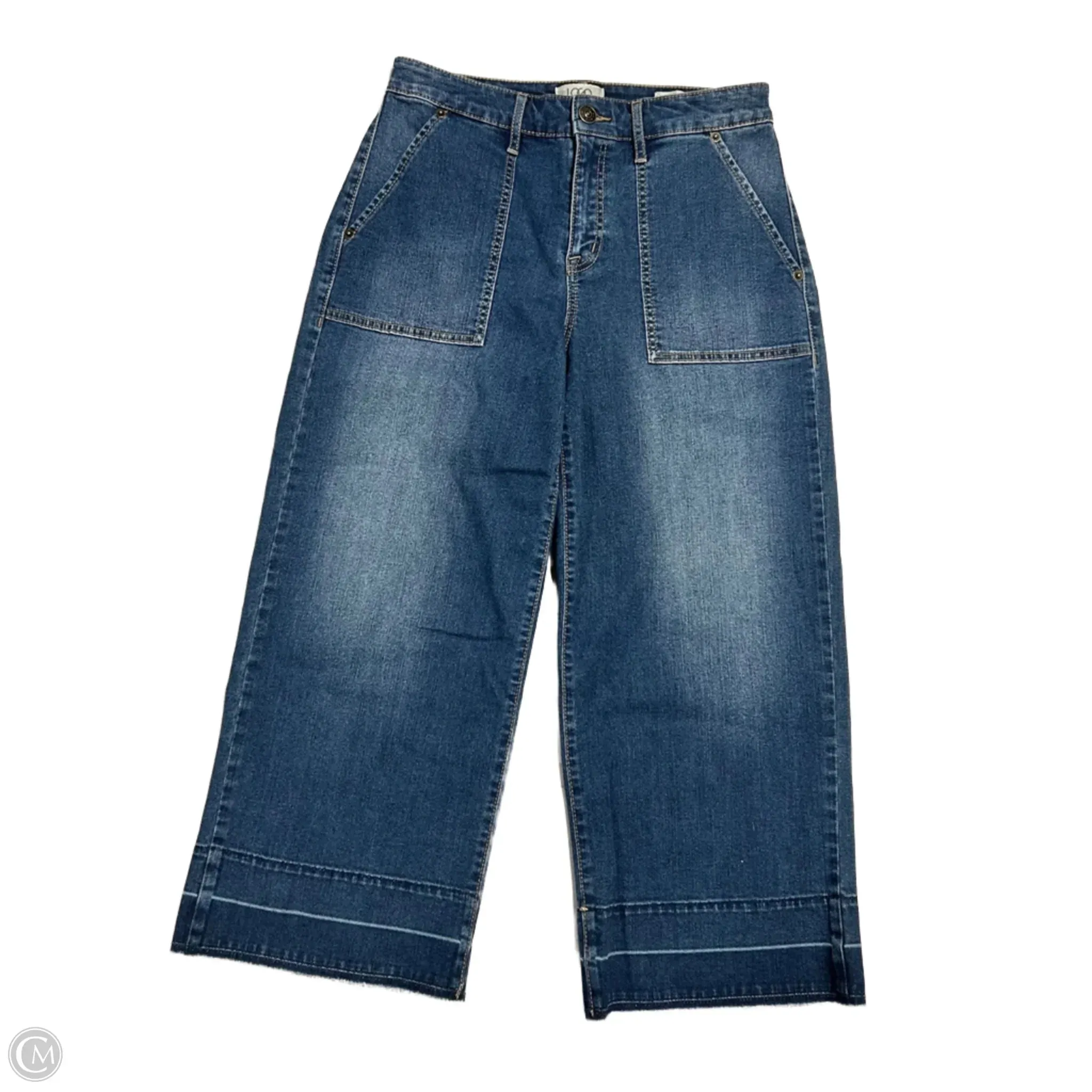 Jeans Wide Leg By Logo In Blue Denim, Size: 4