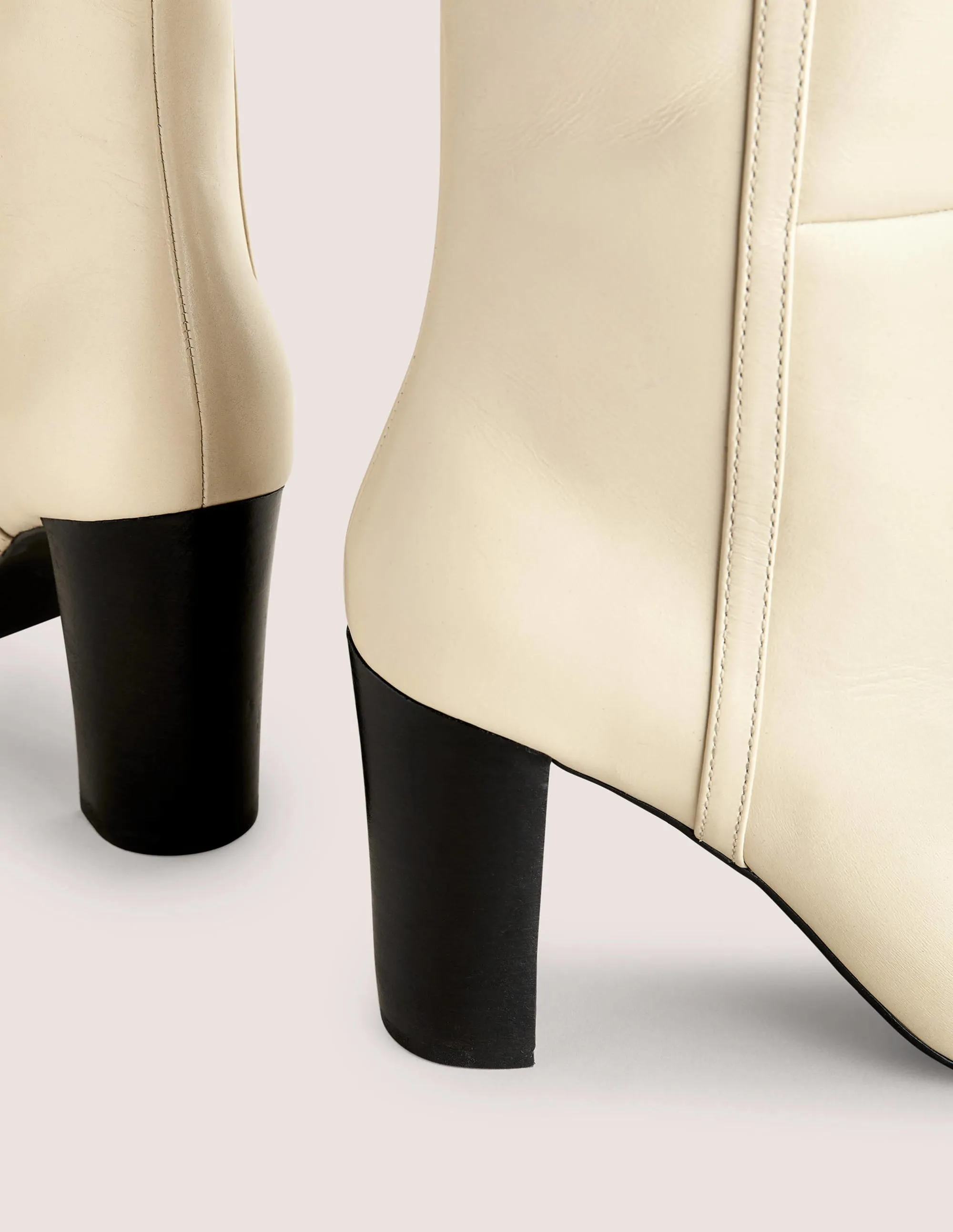 Knee High Leather Boots-Off White