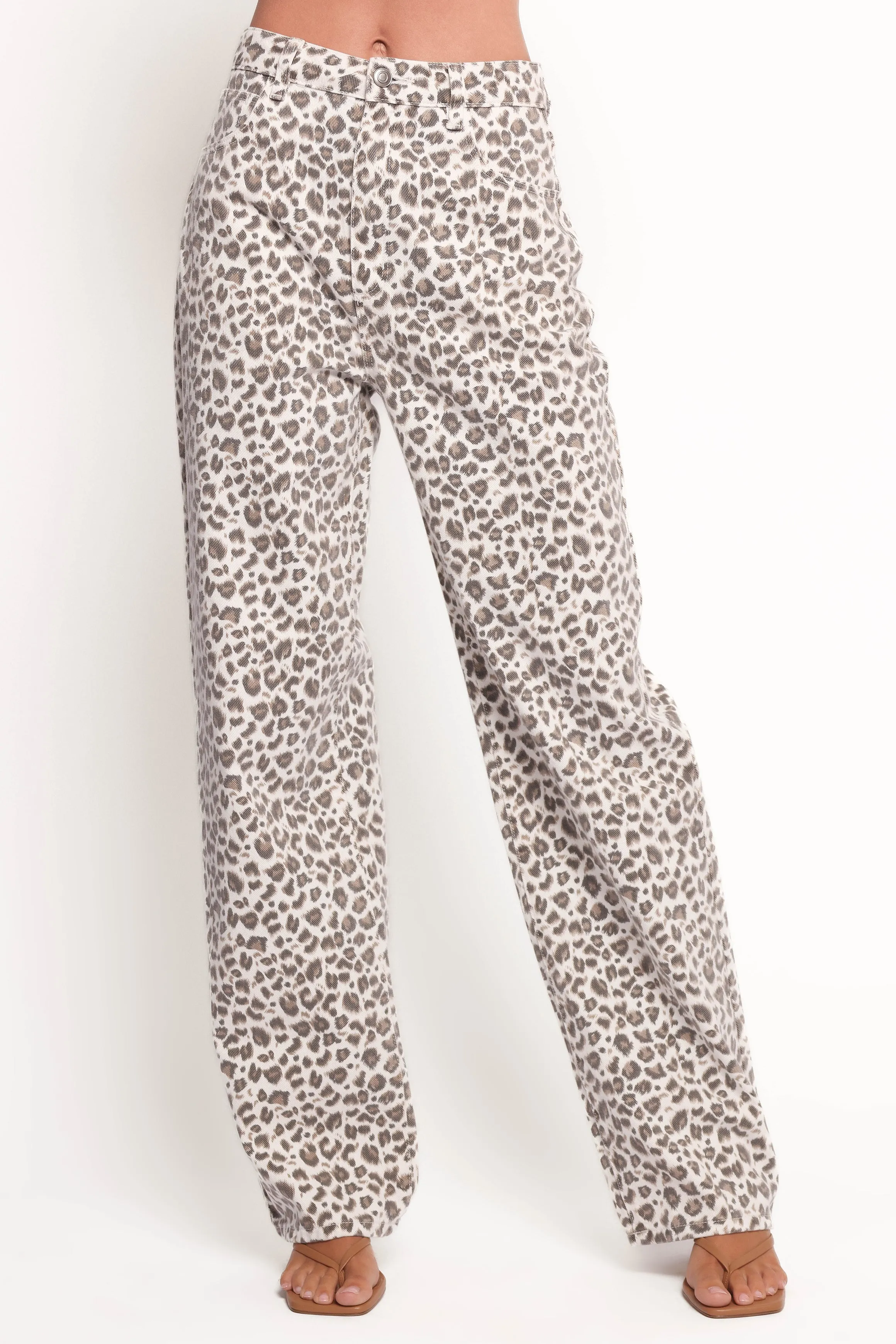 Leila Printed Wide Leg Jean - Leopard