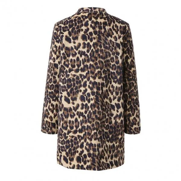 Leopard Print Coat Women Sexy Winter Warm Wind Coat