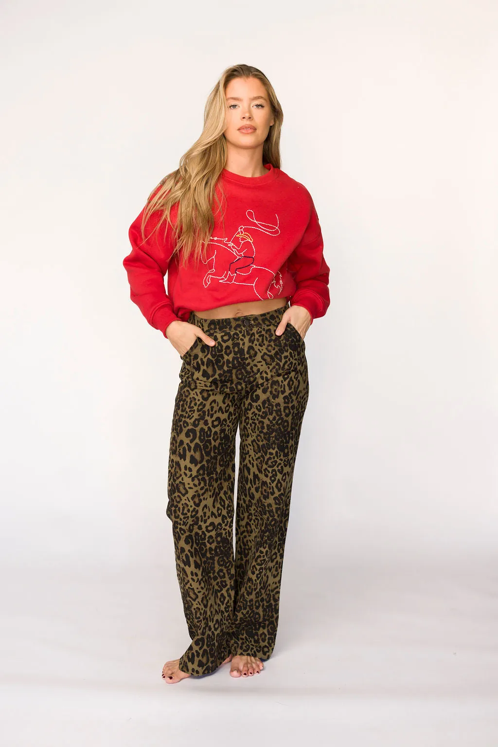 Maggie Leopard Print Denim Pants