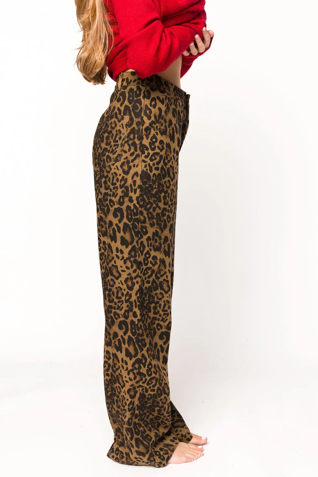 Maggie Leopard Print Denim Pants