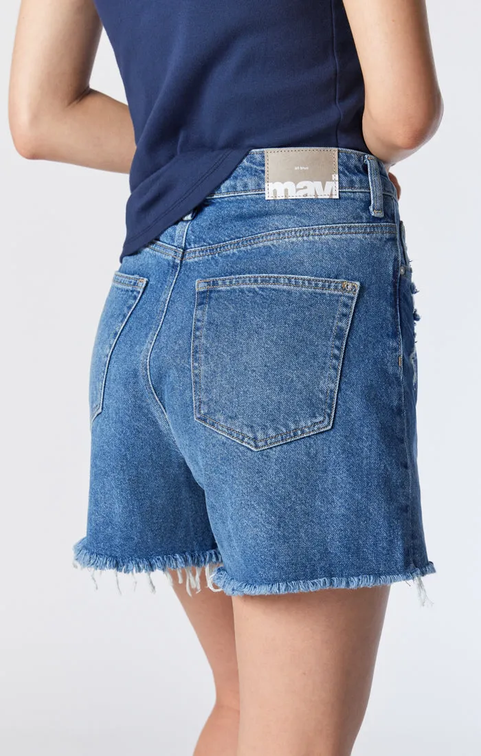 MILLIE RELAXED SHORTS IN DARK BLUE DENIM