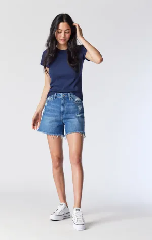 MILLIE RELAXED SHORTS IN DARK BLUE DENIM