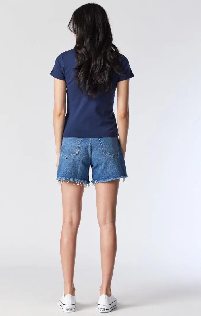 MILLIE RELAXED SHORTS IN DARK BLUE DENIM