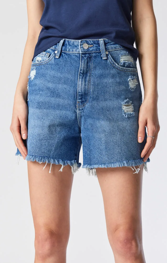 MILLIE RELAXED SHORTS IN DARK BLUE DENIM