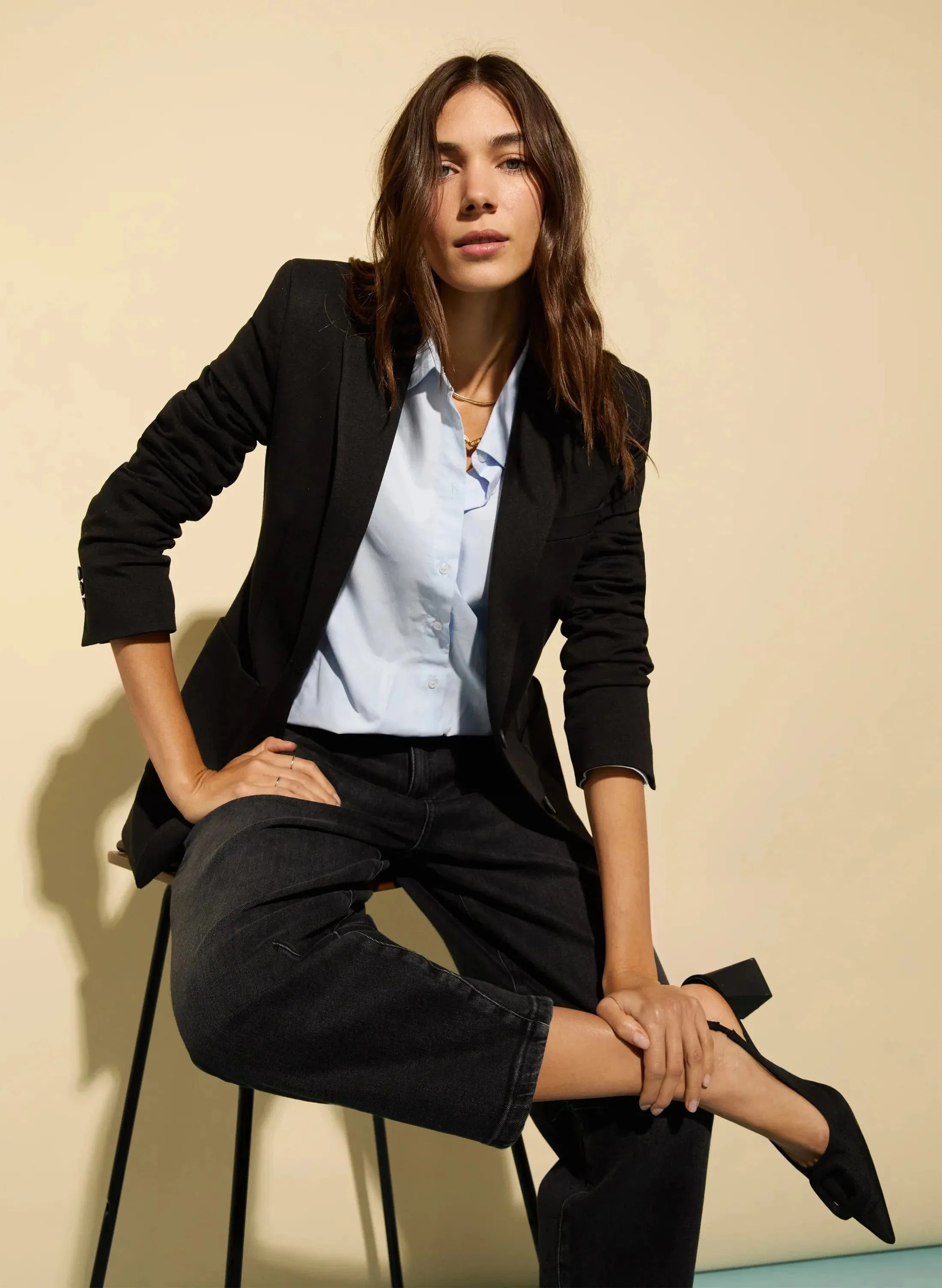 Nixi Organic Stretch Cotton Denim Barrel Jeans | Washed Black