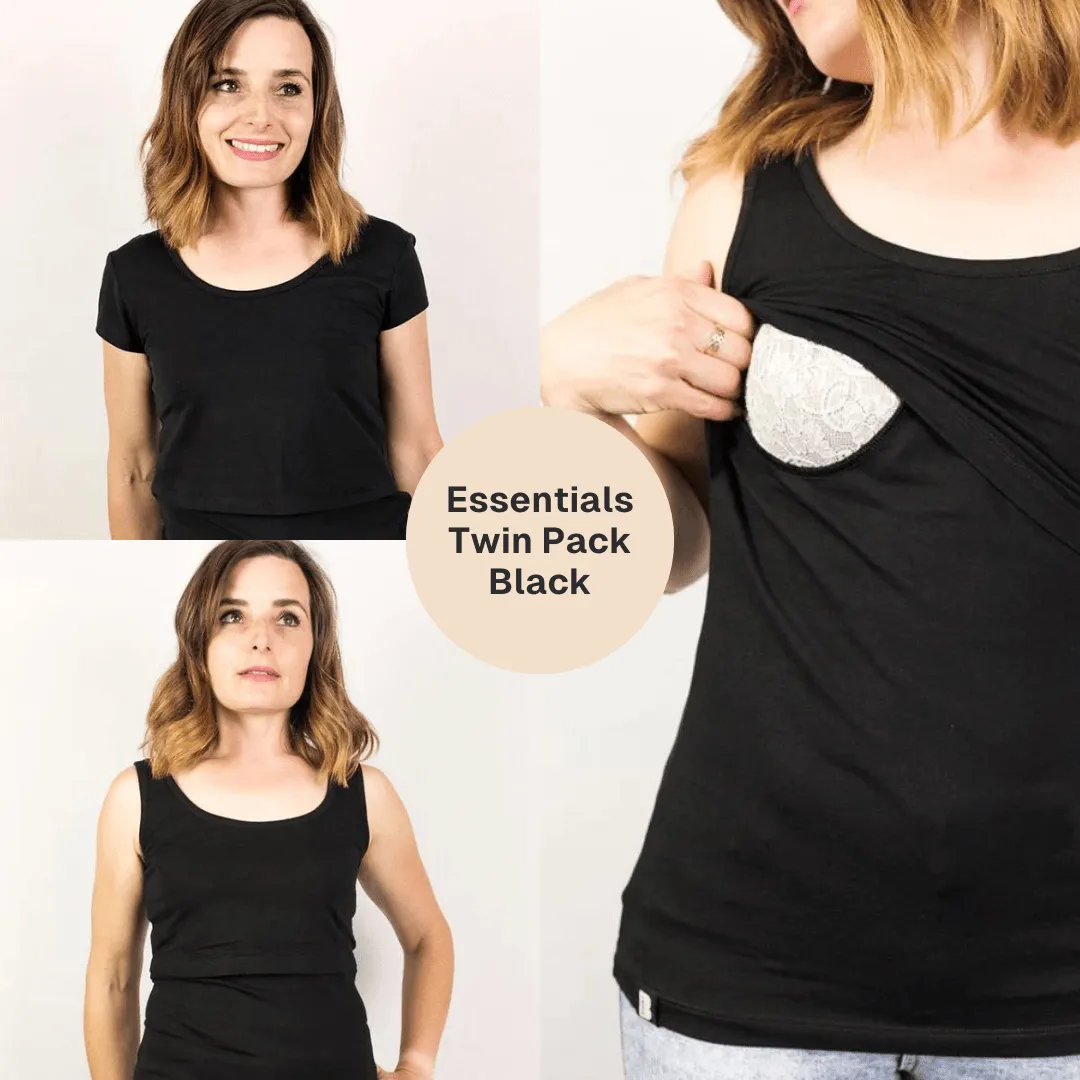 Nursing Essentials Cotton Twin Pack | Black