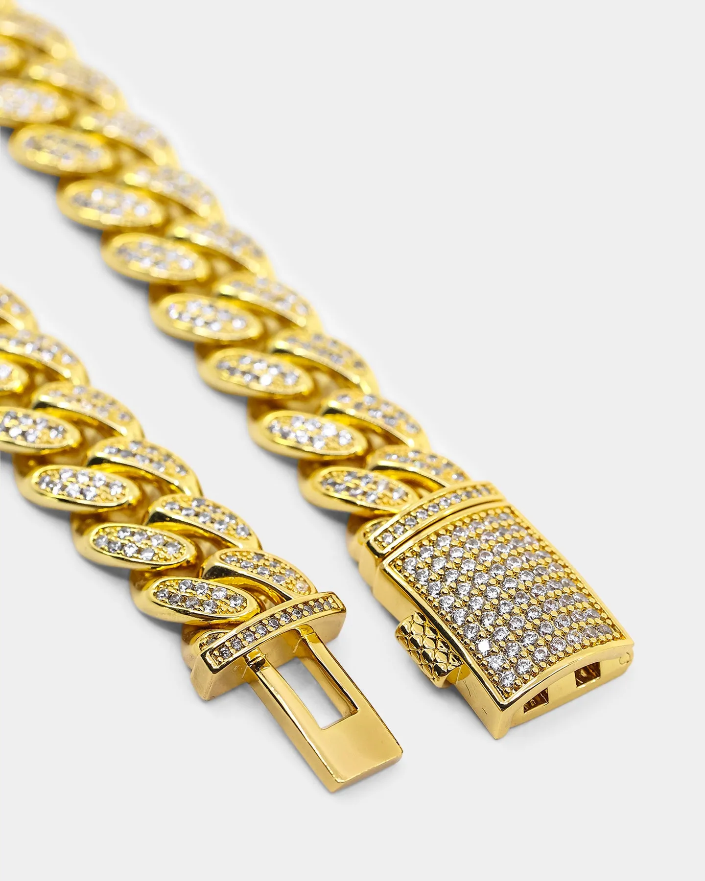 NXS 12mm Diamond Cuban Link Bracelet Iced Gold