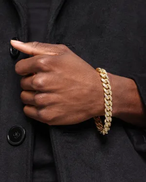 NXS 12mm Diamond Cuban Link Bracelet Iced Gold