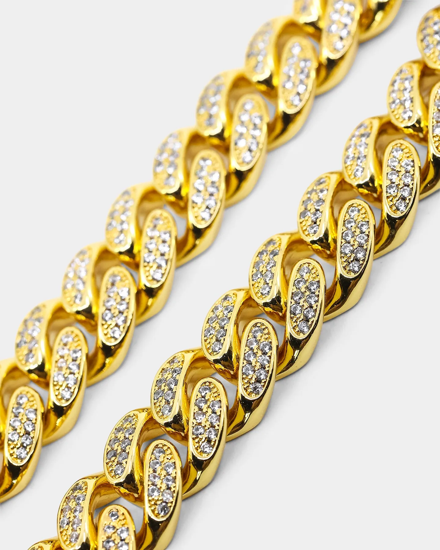 NXS 12mm Diamond Cuban Link Bracelet Iced Gold