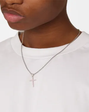 NXS Classic Mini Cross Pendant White Gold/Pink