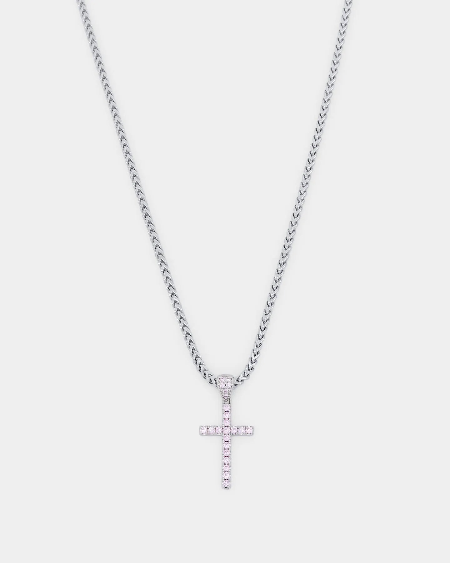 NXS Classic Mini Cross Pendant White Gold/Pink