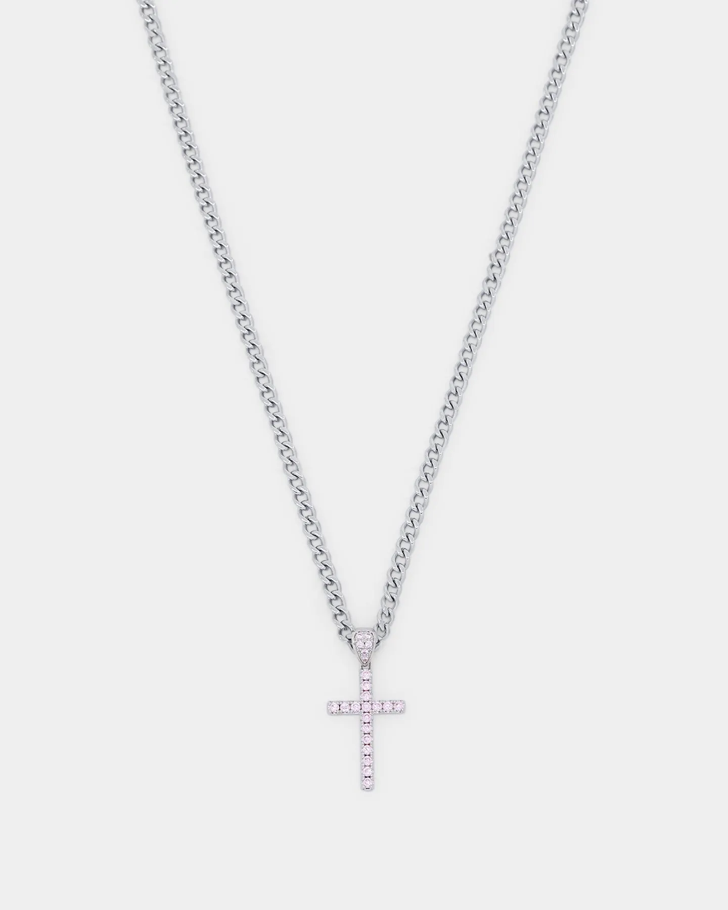 NXS Classic Mini Cross Pendant White Gold/Pink
