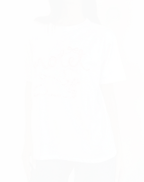 Oversized Basic Tee in White with Kitty