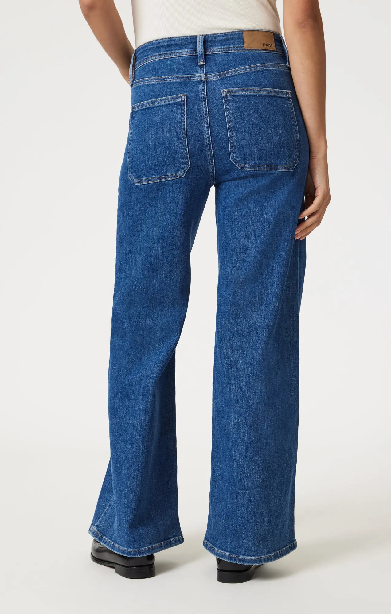 PALOMA MARINE WIDE LEG IN MID BRUSHED FLEX BLUE