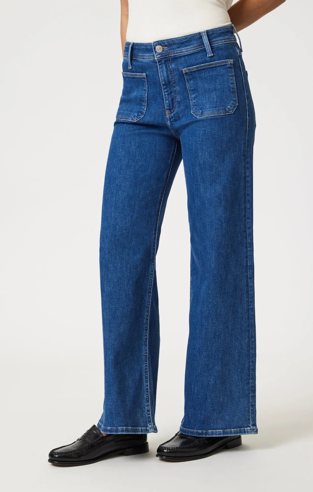 PALOMA MARINE WIDE LEG IN MID BRUSHED FLEX BLUE