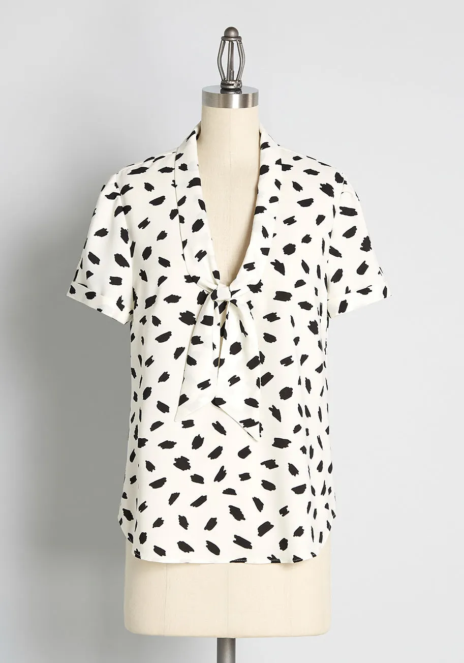 Polished and Playful Tie-Neck Blouse