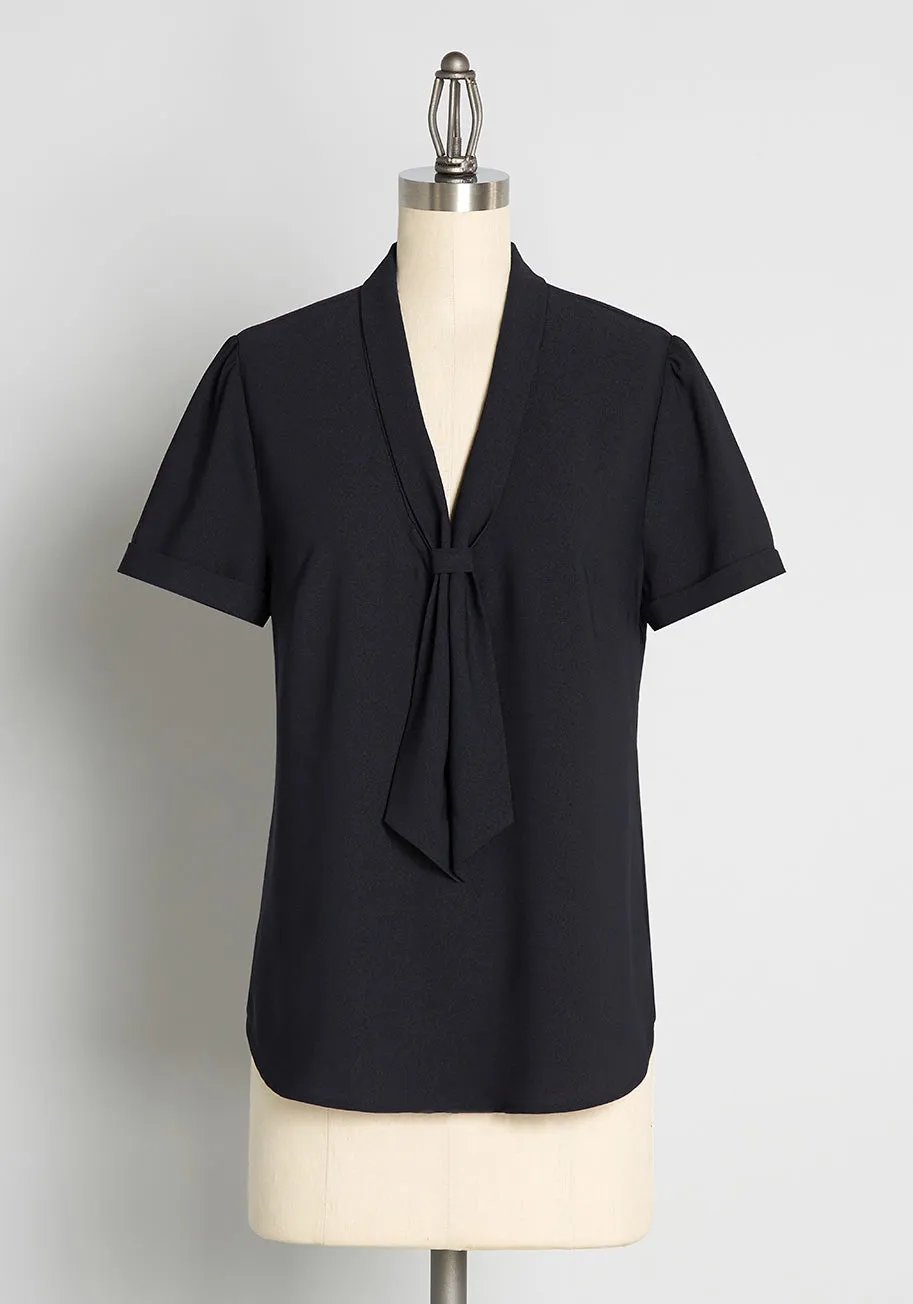Polished and Playful Tie-Neck Blouse
