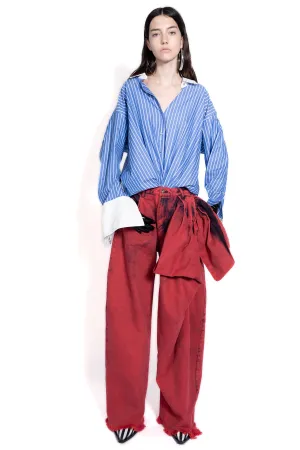RED BOYFRIEND TROUSERS WITH BIG BOW