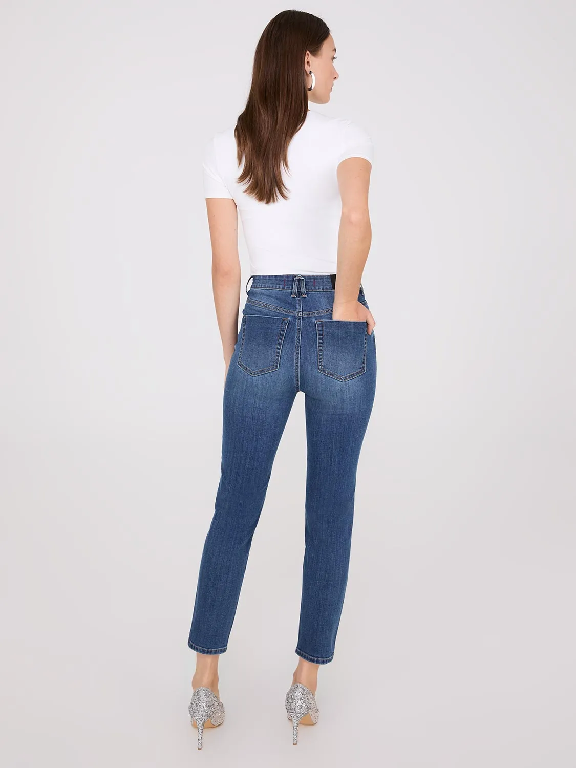 Rhinestone Embellished Slim Leg Jeans