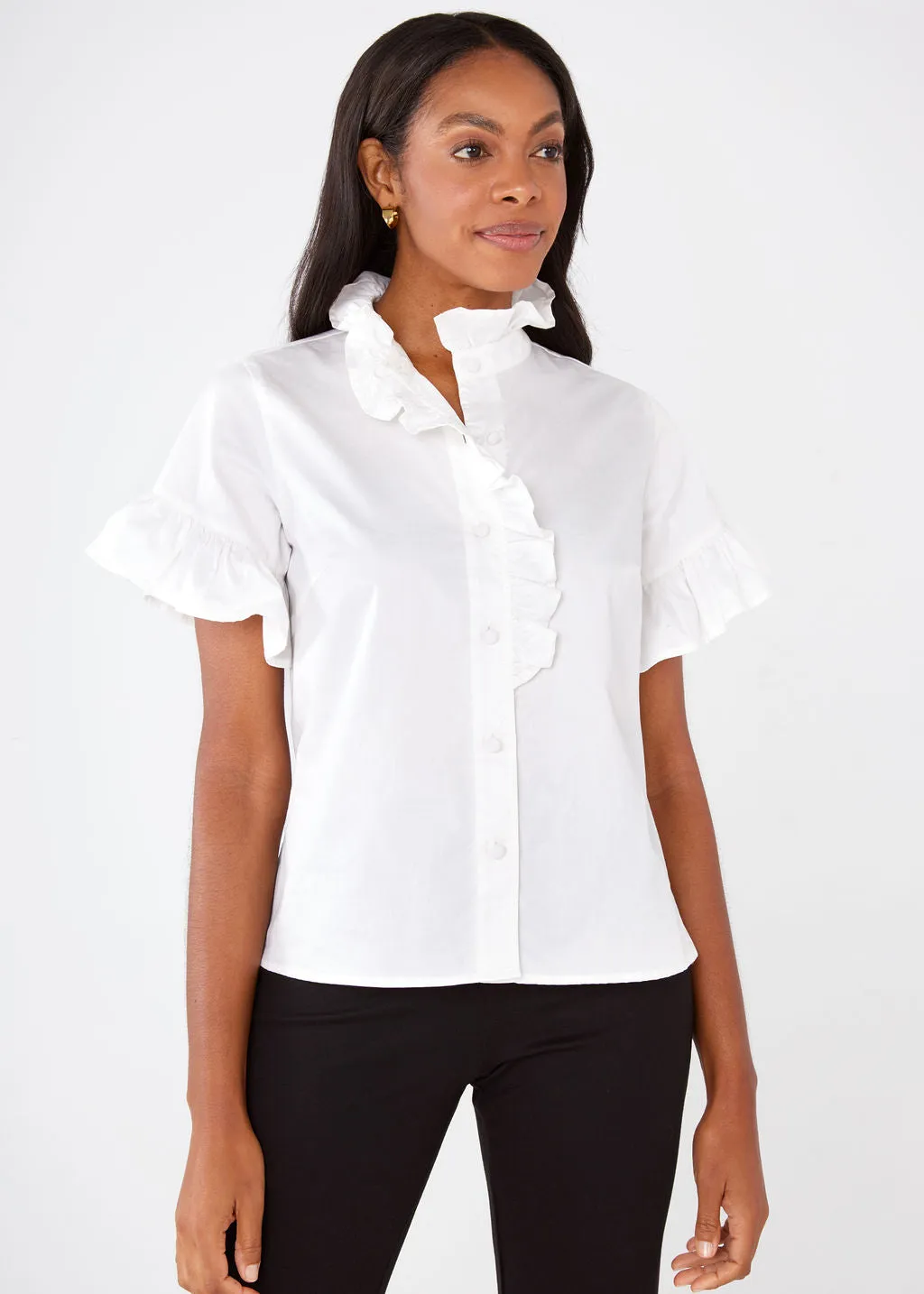 Sadie Top White Cotton Sateen