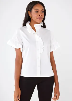 Sadie Top White Cotton Sateen