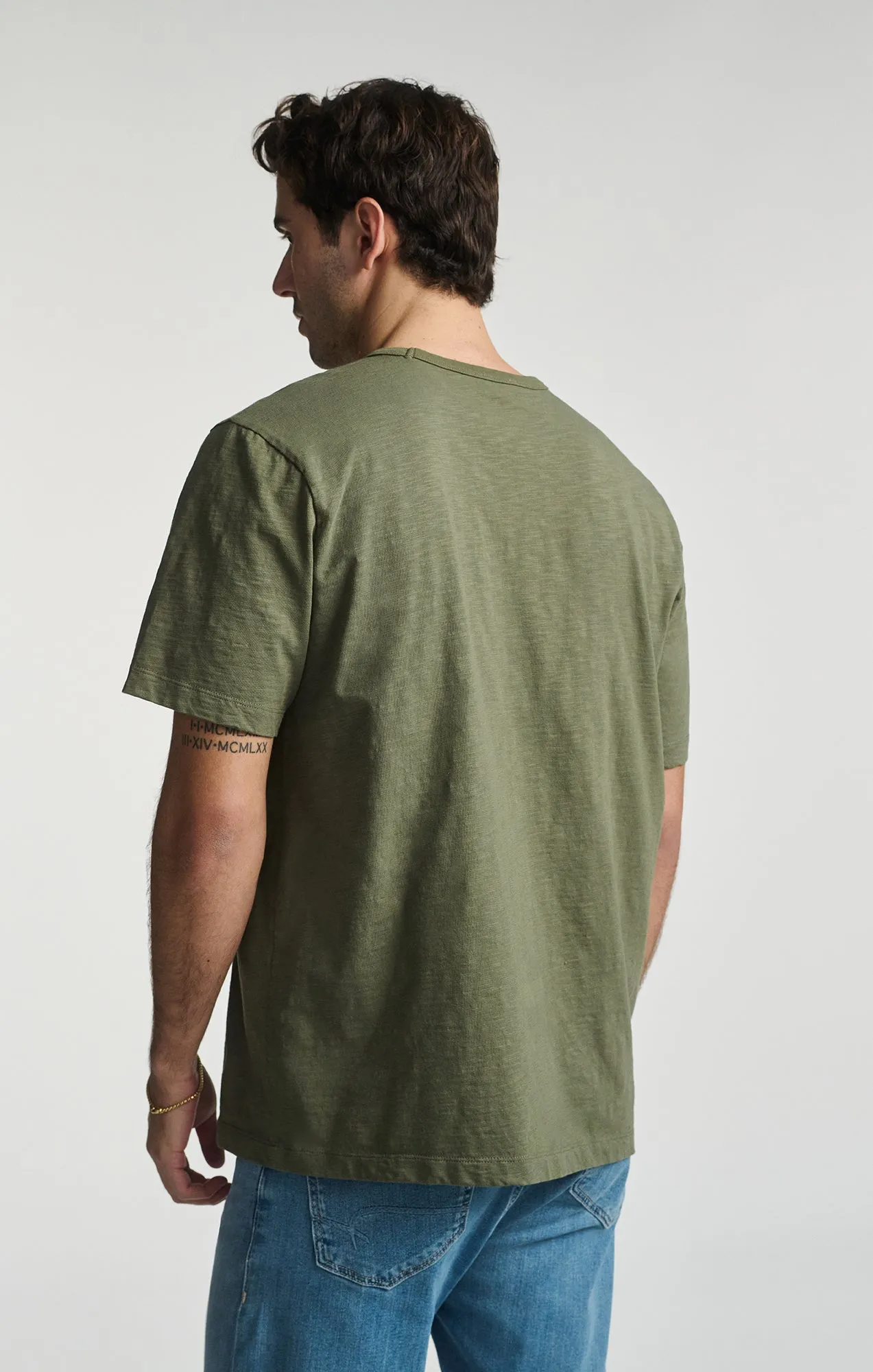 SLUB SHORT SLEEVE T-SHIRT IN DUSTY OLIVE