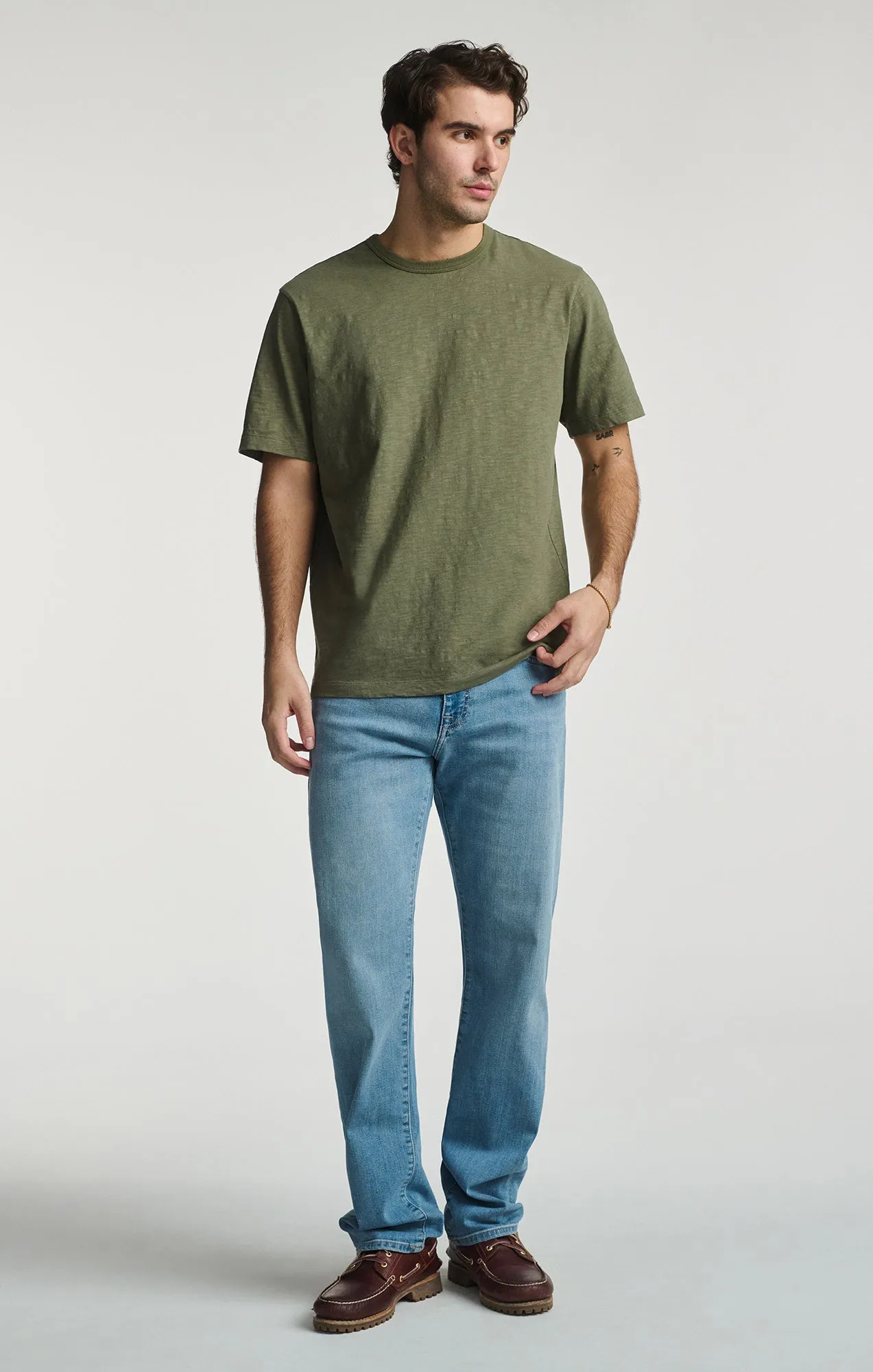 SLUB SHORT SLEEVE T-SHIRT IN DUSTY OLIVE