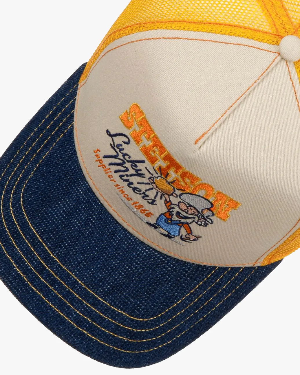 Stetson Lucky Miners Trucker Cap - Denim Blue / Off White