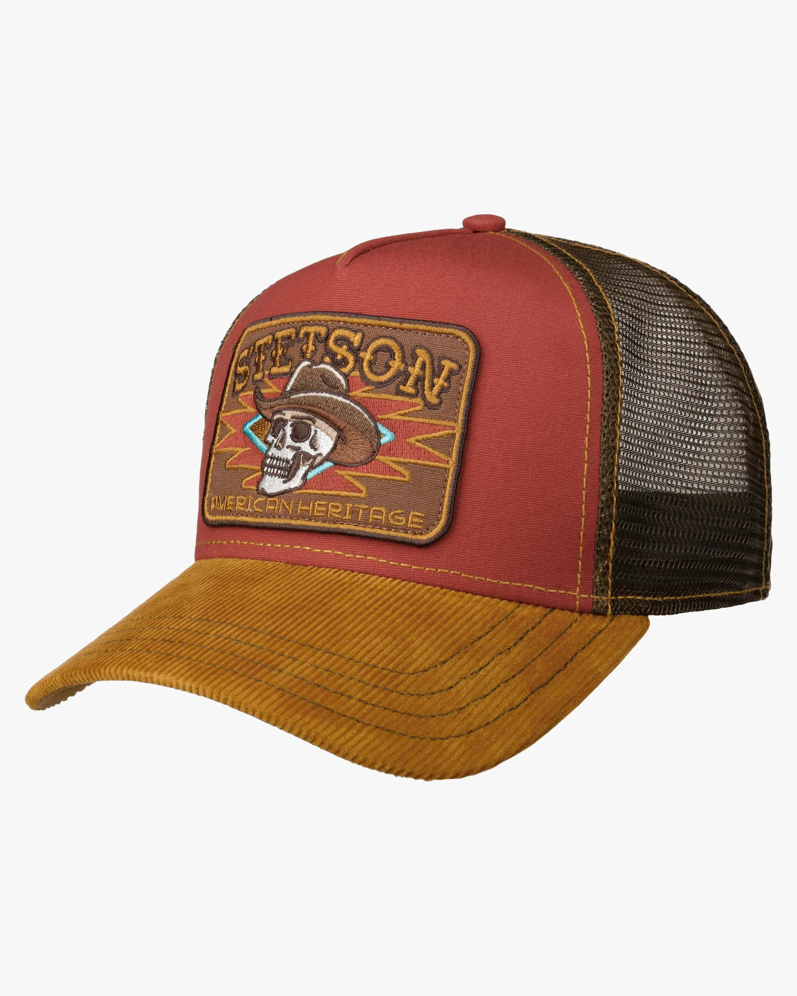 Stetson Skull Trucker Cap - Yellow / Red