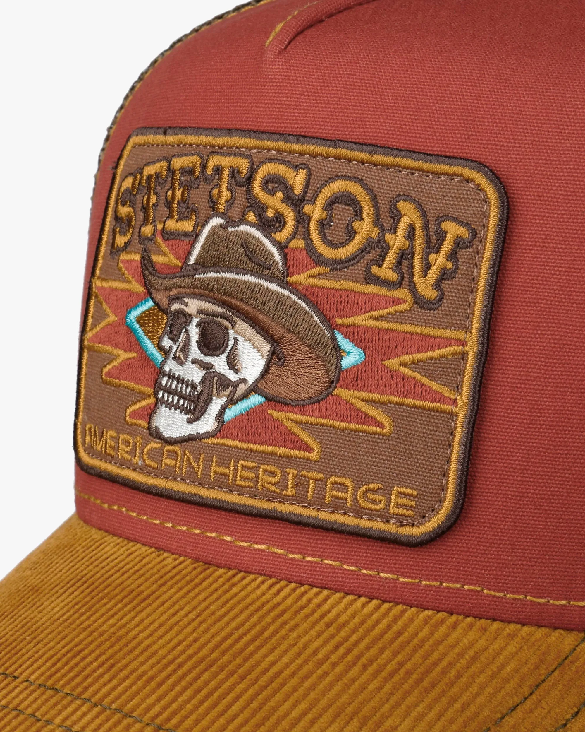 Stetson Skull Trucker Cap - Yellow / Red