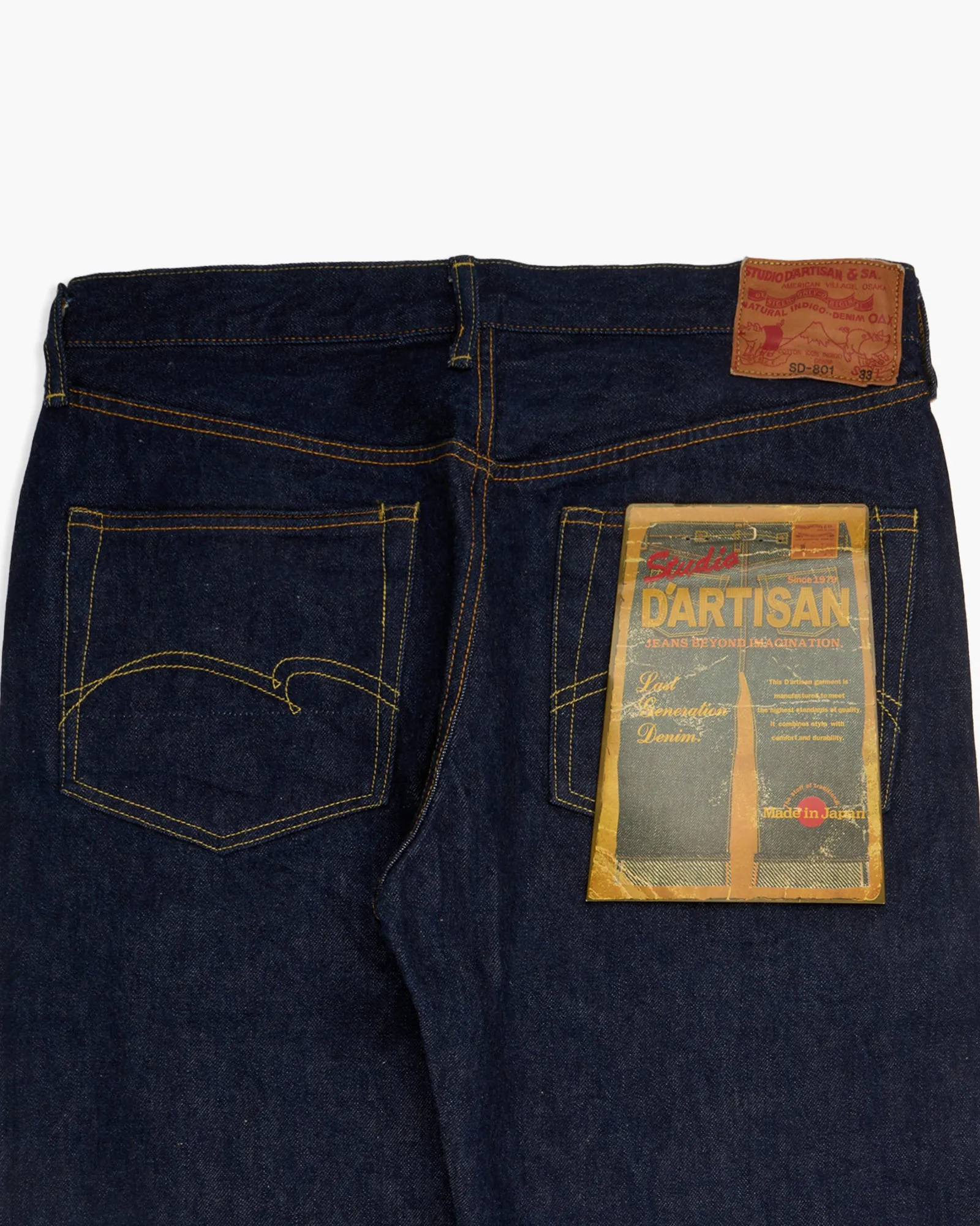 Studio D'Artisan SD-801 15oz Natural Indigo Selvedge Regular Straight Mens Jeans - Onewash