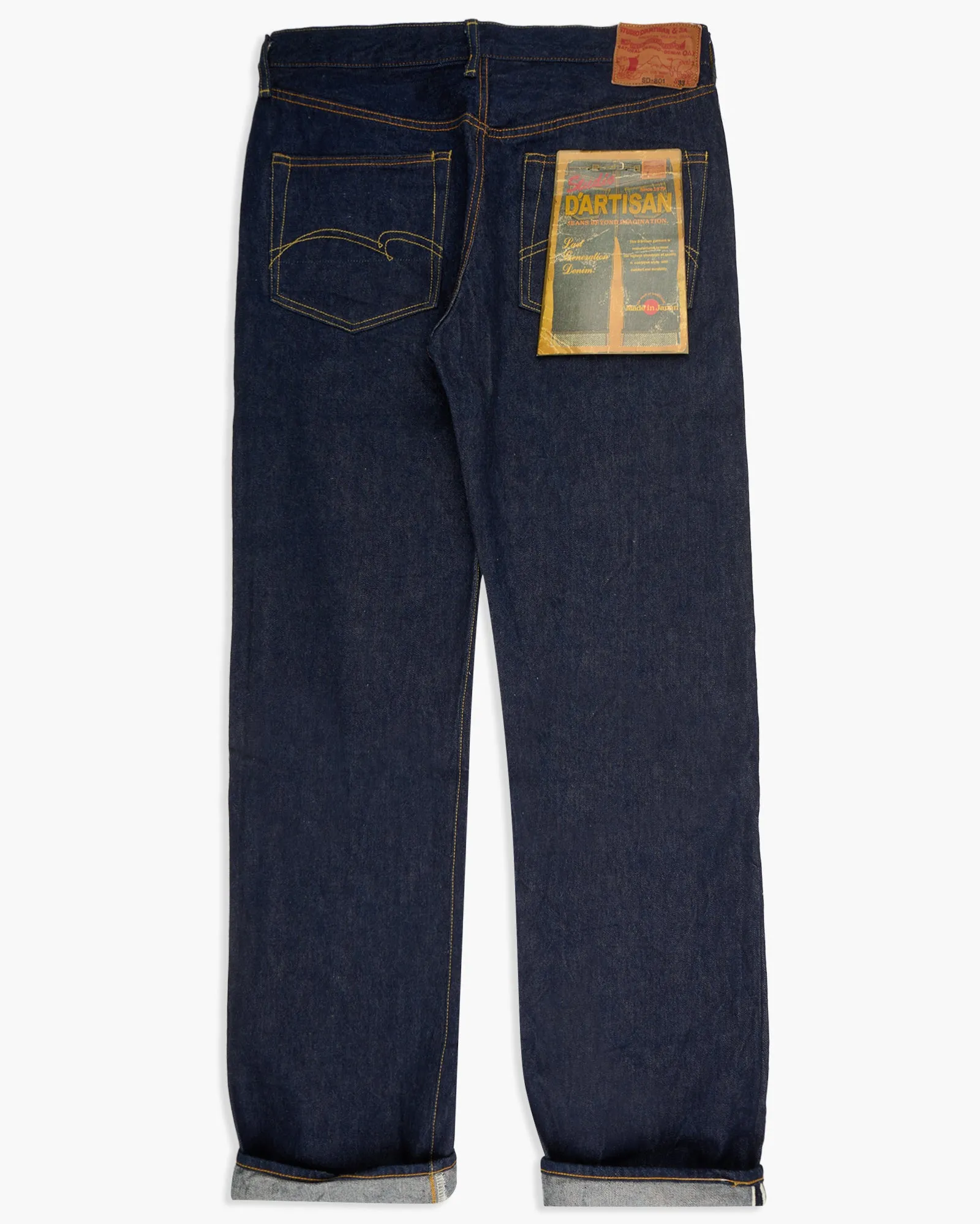 Studio D'Artisan SD-801 15oz Natural Indigo Selvedge Regular Straight Mens Jeans - Onewash