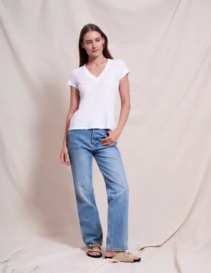 Sundry Deep V Neck Tee in Optic White