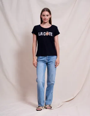 Sundry La Cote Rolled Sleeve Tee in Deep Navy