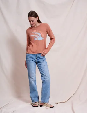 Sundry Liberte Long Sleeve Crew in Vintage Rust