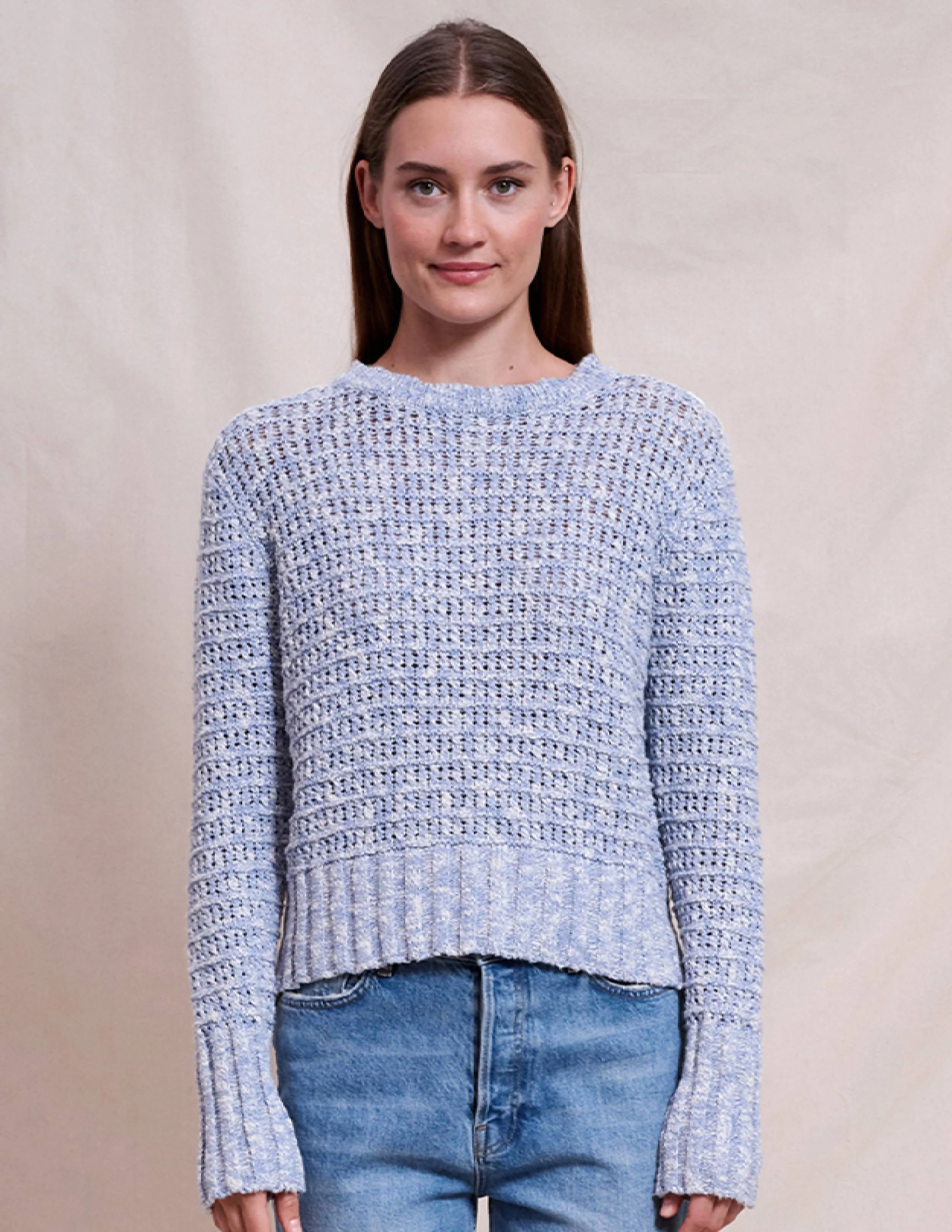 Sundry Marl Slub Crew in Deep Navy