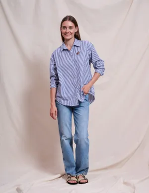 Sundry Oversized Shirt With Embroidery in Deep Navy