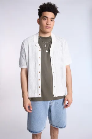 Textured Sweater Knit Short Sleeve Shirt