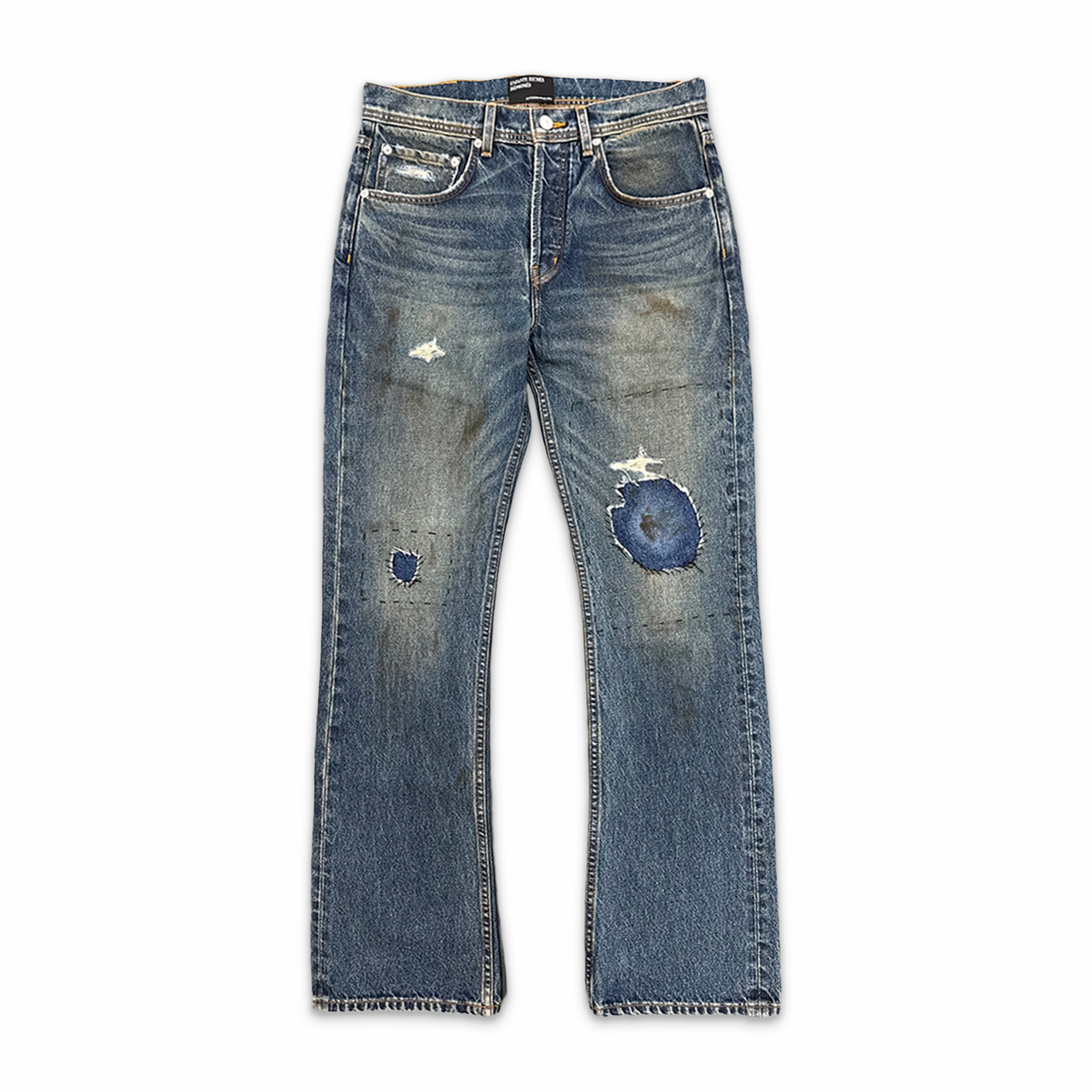 Thrashed Flared Jeans Blue