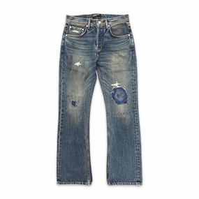 Thrashed Flared Jeans Blue