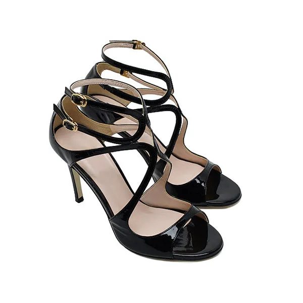*UK size 13 - CONFESSION - black patent , 10cm heels
