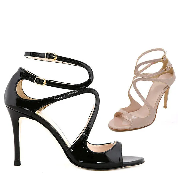 *UK size 13 - CONFESSION - black patent , 10cm heels