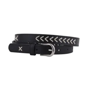 Western Stitched Skinny Leather Belt