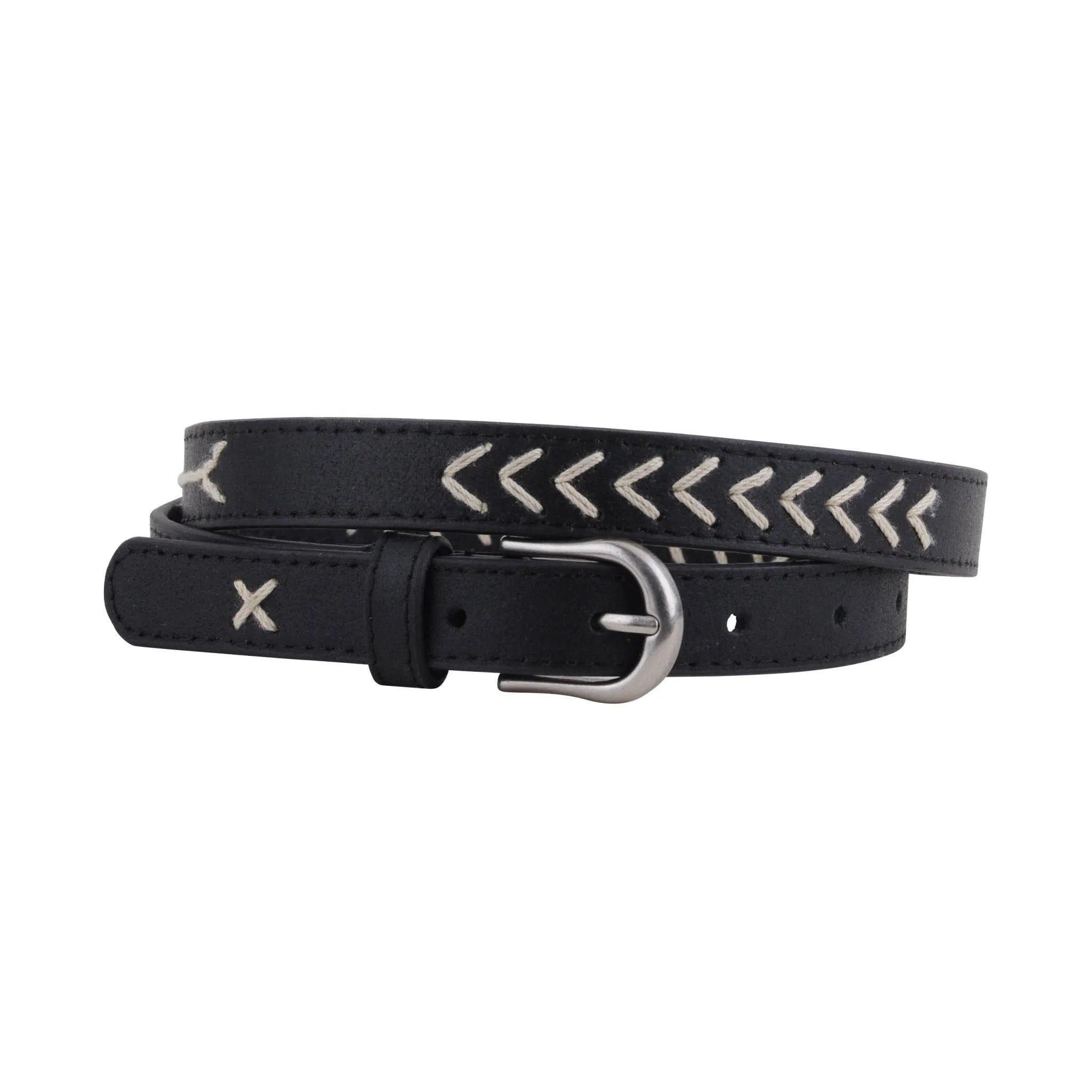 Western Stitched Skinny Leather Belt
